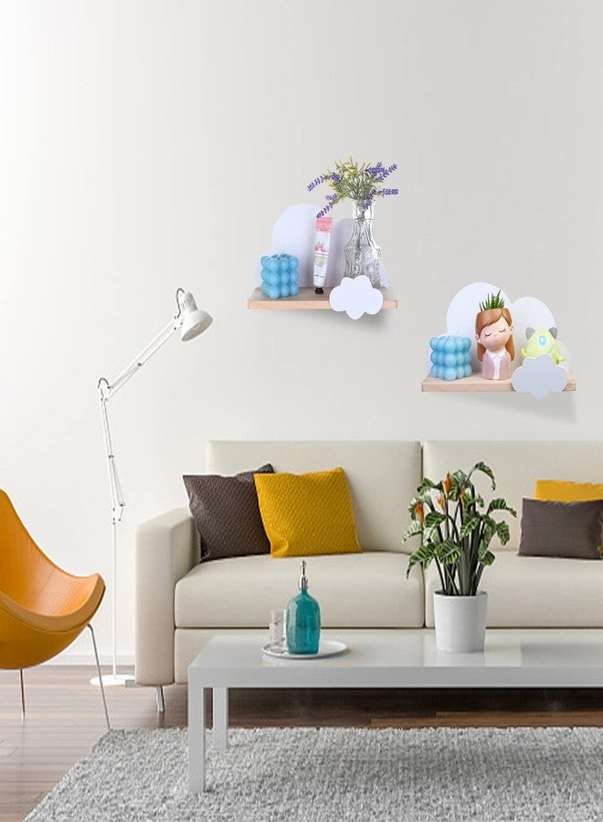 Haomian 2Pcs Cloud Shelves for Children's Nursery Or Bedroom, Kids Nursery Room Shelves, Floating Bedroom Baby Book Shelf Storage Shelf, Cloud Floating Wooden Shelf Wall Decoration, White - Image 4