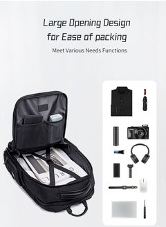 ARCTIC HUNTER B00544 17-inch Large Capacity Business Travel Backpack Laptop Bag With USB Port - Black  - Image 5