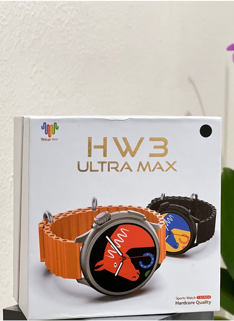 Wearfit Pro - Wearfit HW3 Ultra max 1.52 inch hardcore Smartwatch for Android and iOS men's, boy's Black - Image 1