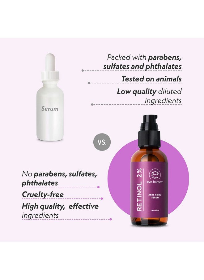 Eve Hansen - Retinol Serum For Face 2% (2Oz) Facelift In A Bottle Wrinkle Filler Pore Minimizer Anti Aging Serum Organic Retinol Anti Wrinkle Serum Vitamin A Serum Hyaluronic Acid - Image 1