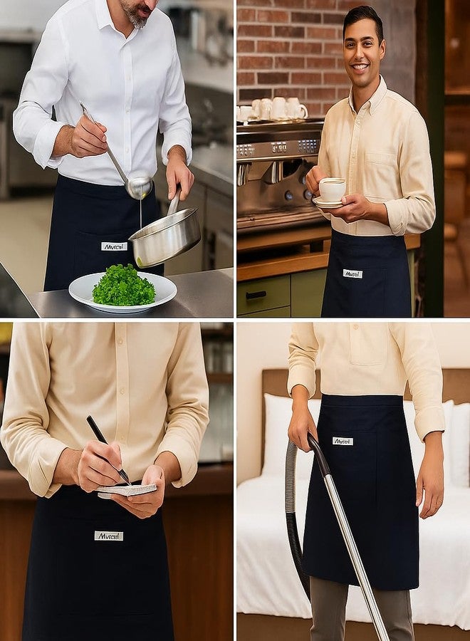 MAKSTILE مريلة خصر قطنية للجنسين من ماكستيل مع جيب أمامي - مريلة نصفية لموظفي الفنادق، والنادلين، والمطاعم، والمطابخ، والميكانيكيين، واستخدام الأدوات - 27 × 25 بوصة (أسود) - Image 3