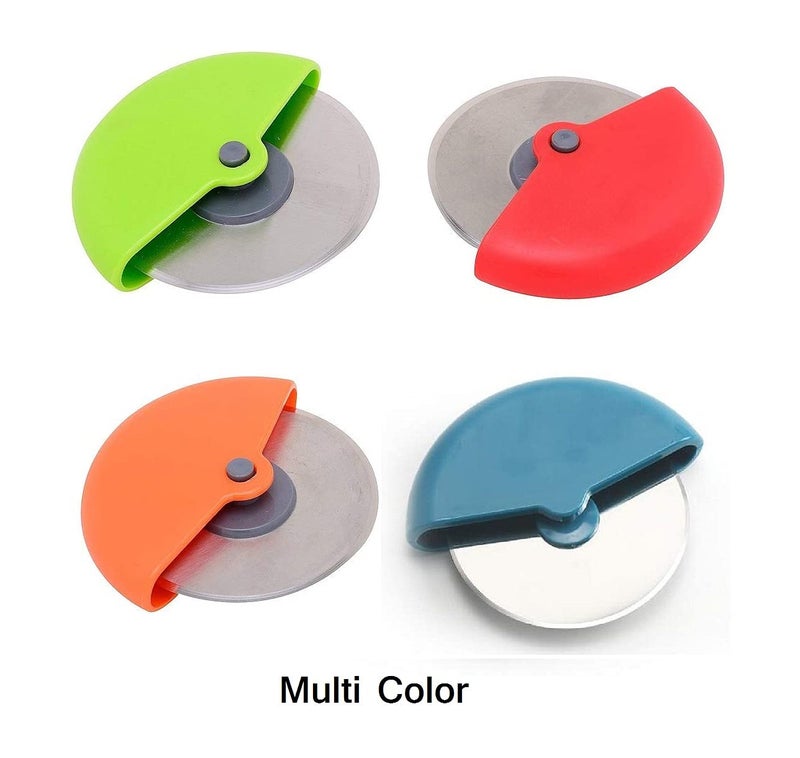 GALV Stainless Steel Heavy Plastic Round Pizza Cutter Garlic Bread Cutter Burger Sandwich Slicer Bread Cutter for Kitchen Multicolour - Image 3