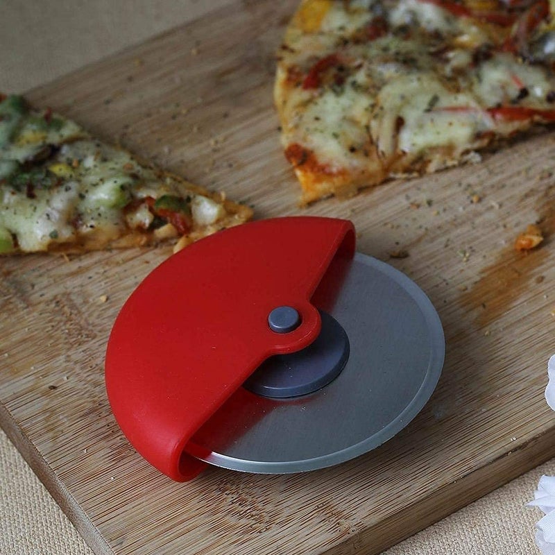 GALV Stainless Steel Heavy Plastic Round Pizza Cutter Garlic Bread Cutter Burger Sandwich Slicer Bread Cutter for Kitchen Multicolour - Image 5