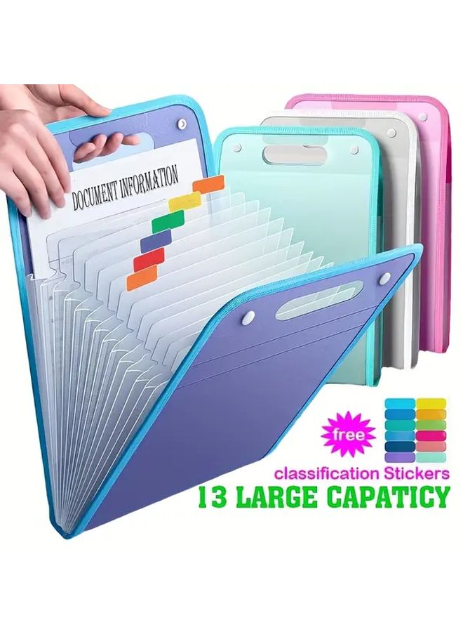 Green 13 Layer Accordion File Folder for A4 Documents Office Home - Image 1