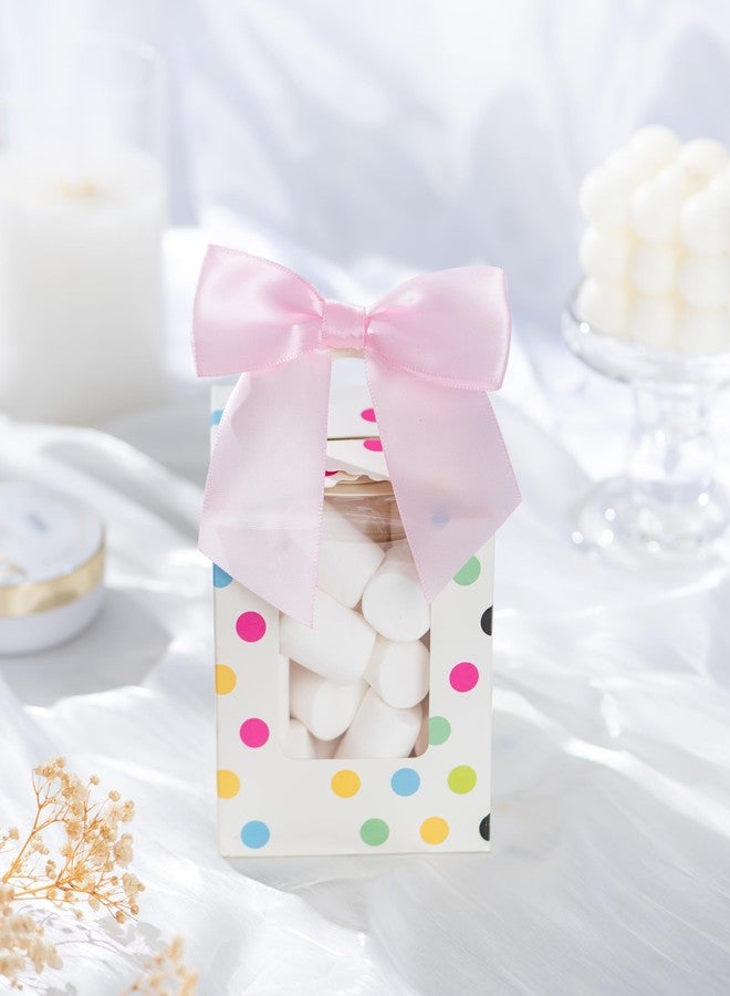 Rainbow Pana RainbowPana 50 Pack 4.5" Twist Tie Bows, Luxury Baby Pink Satin Ribbon Pretied Bows, Premade Craft Decoration for Package - Image 5