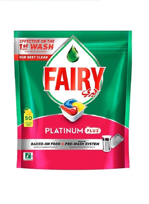 Platinum Plus Lemon Dishwasher Capsules - 50 Tabs Fairy