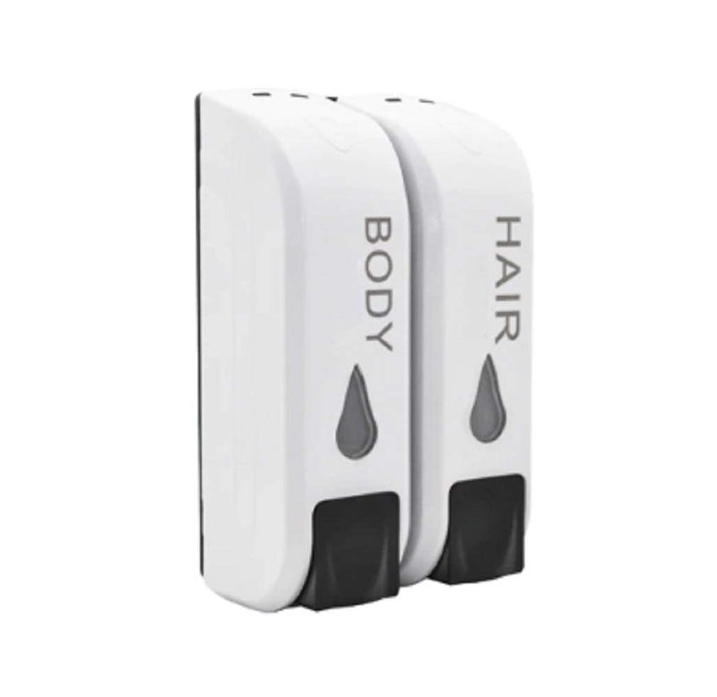 JERN Soap Dispenser for Shower Gel and Shampoo or Conditioner ABS Wall Mount White (Double) - Image 1