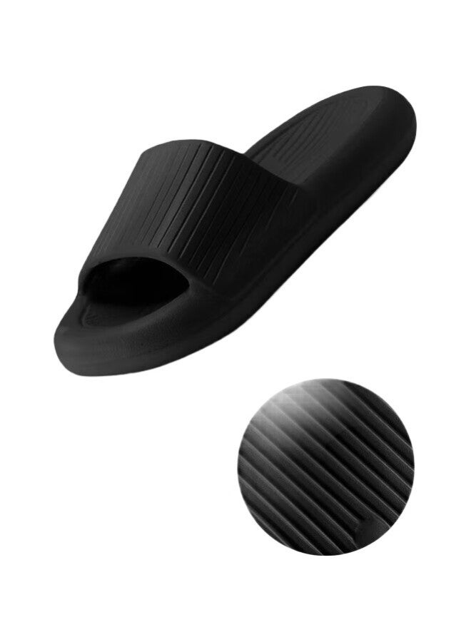 Sanli Thick-Soled Slip-On Slippers For Men And Women, Odor-Resistant, Soft-Soled, Non-Slip, Bathroom And Indoor Use, Black, Size 44-45 - Image 2