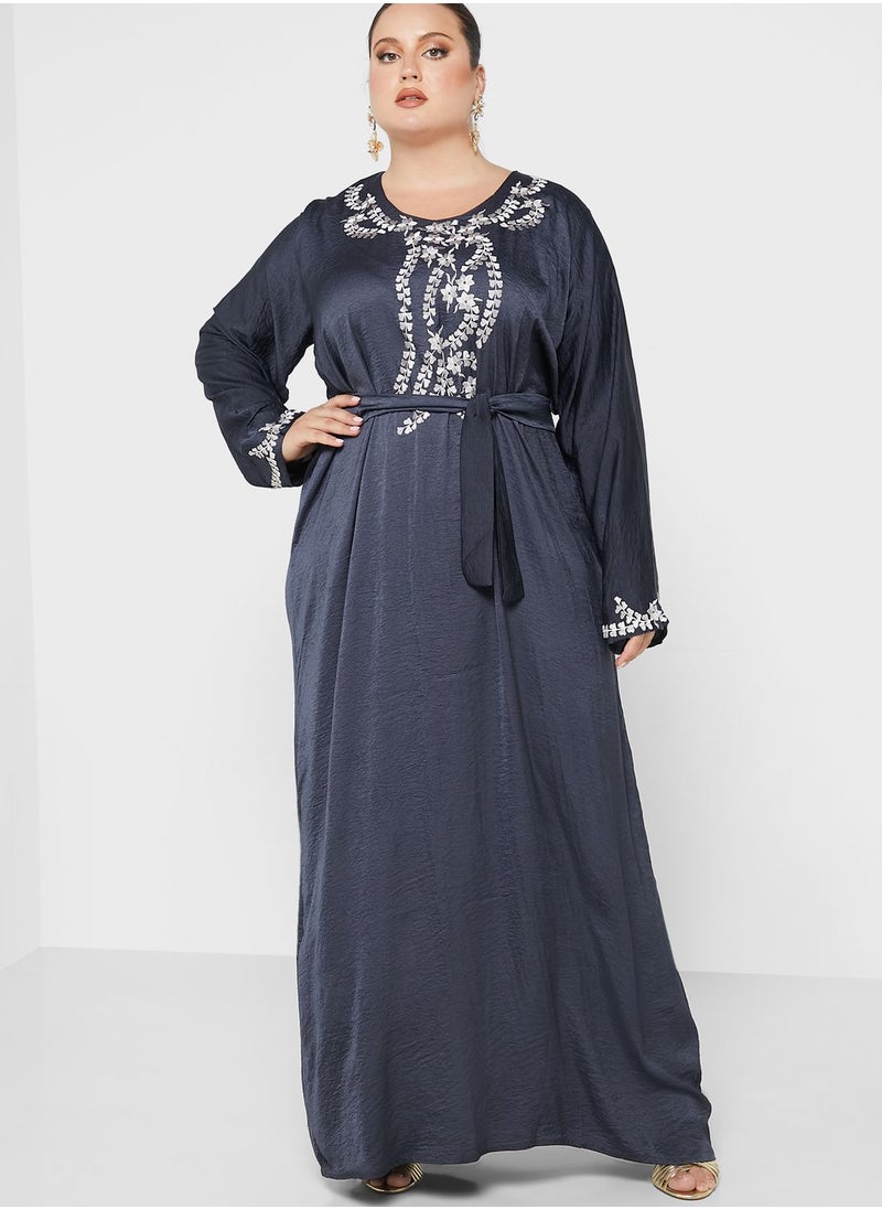 Hayas Closet Curve - Embellished Belted Jalabiya - Image 1