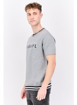 KANGOL Men Crew Neck Short Sleeves Graphic Print T-Shirt, Grey  - Image 2