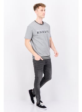 KANGOL Men Crew Neck Short Sleeves Graphic Print T-Shirt, Grey  - Image 4