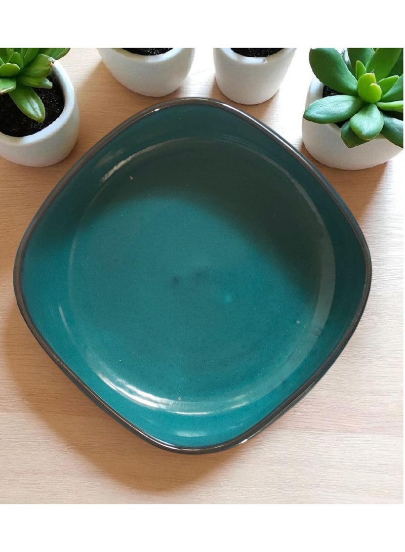 color zone pottery A ceramic and earthenware tray that can withstand direct and indirect heat, flame or inside the oven, 25 cm - Image 1