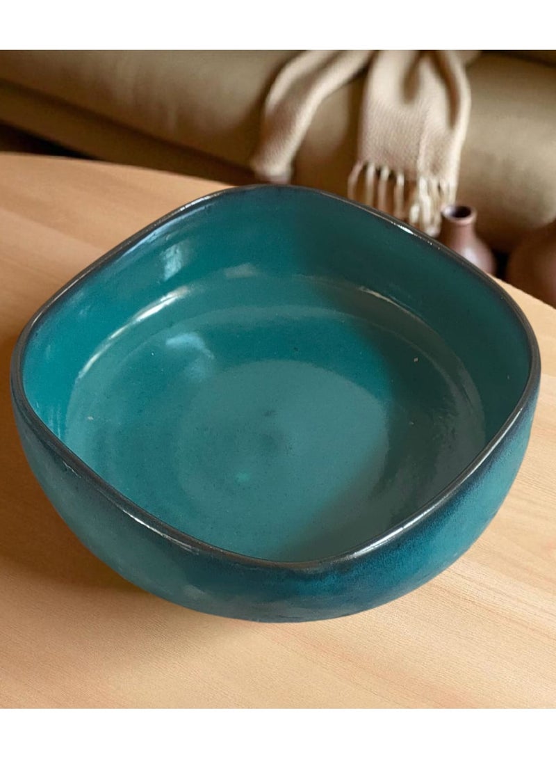 color zone pottery A ceramic and earthenware tray that can withstand direct and indirect heat, flame or inside the oven, 25 cm - Image 2