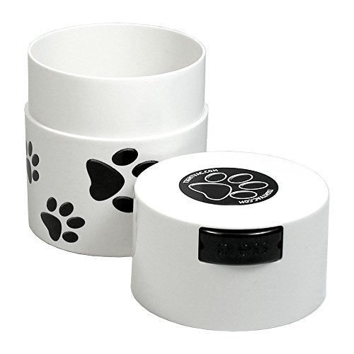 TIGHTPAC Pawvac 3 Ounce Vacuum Sealed Pet Food Storage Container; White Cap & Body/Black Paws - Image 2