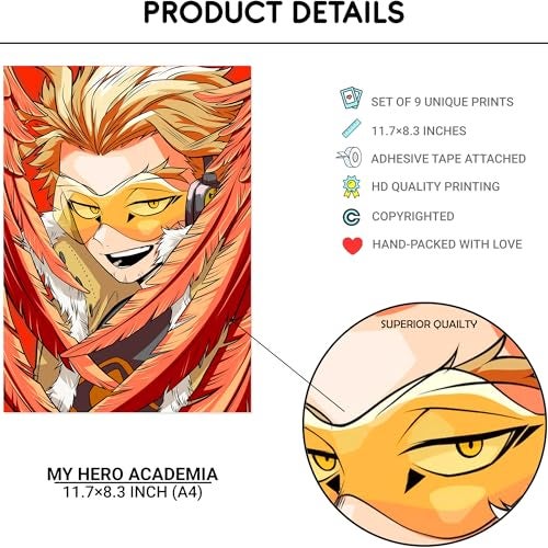 Thepaper9store Paper9store Pack of 9 - Anime Posters self-Adhesive Anime Wall Poster for Room, Size A4 Self-Adhesive 300 GSM Thick matt Poster (My Hero Academia) - Image 4