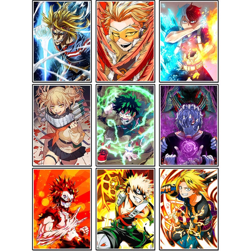 Thepaper9store Paper9store Pack of 9 - Anime Posters self-Adhesive Anime Wall Poster for Room, Size A4 Self-Adhesive 300 GSM Thick matt Poster (My Hero Academia) - Image 5