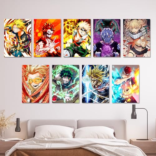 Thepaper9store Paper9store Pack of 9 - Anime Posters self-Adhesive Anime Wall Poster for Room, Size A4 Self-Adhesive 300 GSM Thick matt Poster (My Hero Academia) - Image 2