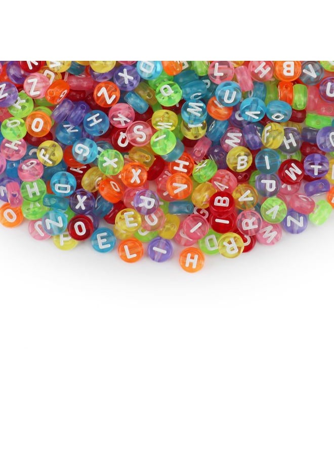 SUTOUG 1000PCS Colourful Letter Beads for Threading, 4 x 7 MM Acrylic Round Alphabet Beads for Jewellery DIY Making Crafts Bracelets Necklaces Ornaments - Image 1