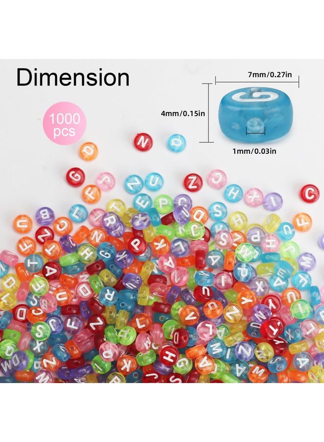 SUTOUG 1000PCS Colourful Letter Beads for Threading, 4 x 7 MM Acrylic Round Alphabet Beads for Jewellery DIY Making Crafts Bracelets Necklaces Ornaments - Image 2