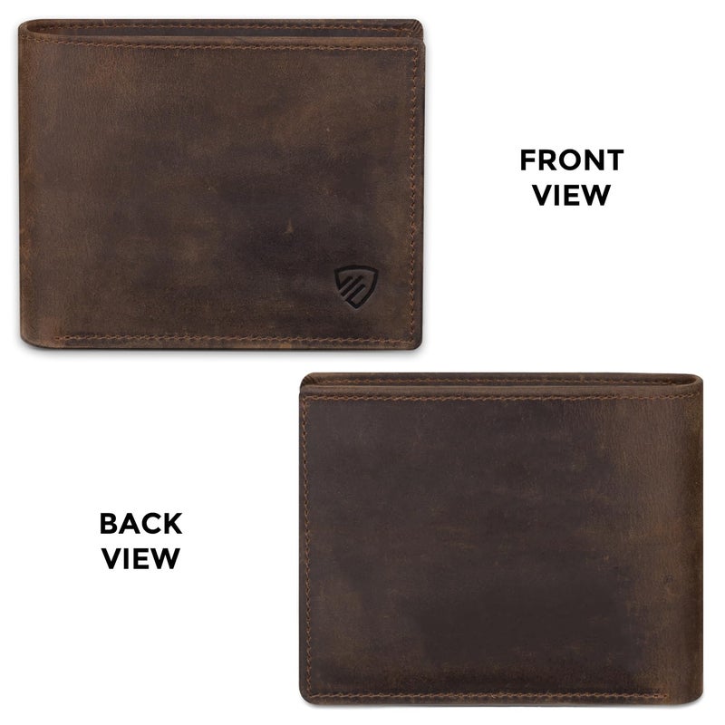 RUNBOX Genuine Leather Bifold Wallet for Men - RFID Blocking Slim Wallet with 9 Card Slots, 1 ID Window & Bill Compartment - Gift Box Packaging - Image 5