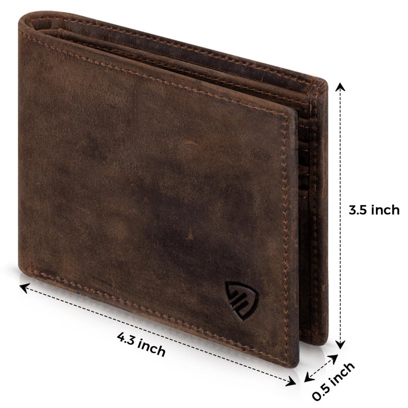 RUNBOX Genuine Leather Bifold Wallet for Men - RFID Blocking Slim Wallet with 9 Card Slots, 1 ID Window & Bill Compartment - Gift Box Packaging - Image 2