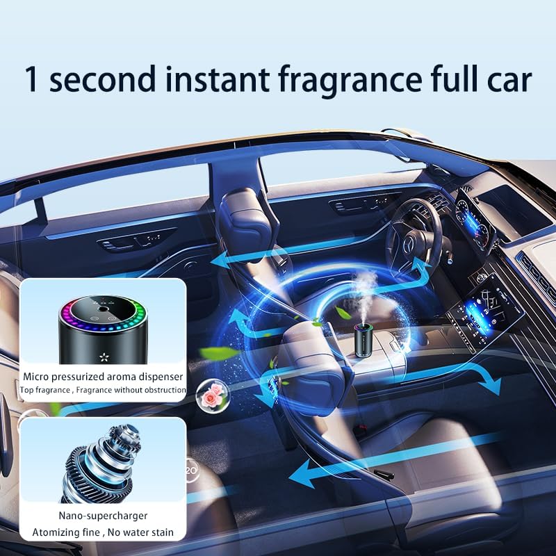 7JI Smart Car Air Freshener, Car Fragrance Diffuser with Starry Sky Projection, Rechargeable Cars Aroma Diffuser, Without Perfume (Gray) - Image 5