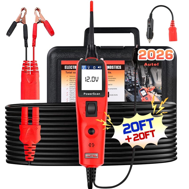 Autel PowerScan Automotive Circuit Tester, Power Circuit Probe Tool, 12-24V Electrical Short Open Breaker Circuit Finder, AC/DC Current Resistance, Duty Cycle, & 20FT Extension Cord, for 99% Cars - Image 1