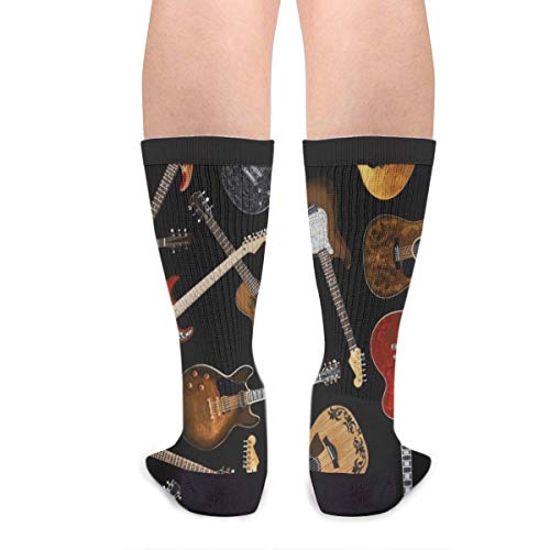 FREEHOTU Guitars Black Casual Cool 3D Printed Crazy Funny Colorful Fancy Novelty Graphic Crew Tube Socks - Image 2