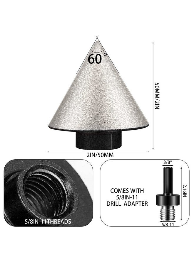 Lothee 3 Pcs Diamond Beveling Chamfer Bits with 5/8-11 in Thread Adapter Diamond Milling Bits for Existing Holes Enlarging Shaping Trimming in Tile Marble Glass (Black, 1-7/8 Inch) - Image 3