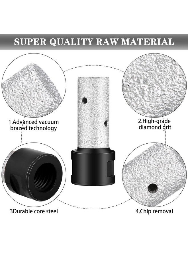 Lothee 3 Pcs Diamond Beveling Chamfer Bits with 5/8-11 in Thread Adapter Diamond Milling Bits for Existing Holes Enlarging Shaping Trimming in Tile Marble Glass (Black, 1-7/8 Inch) - Image 4