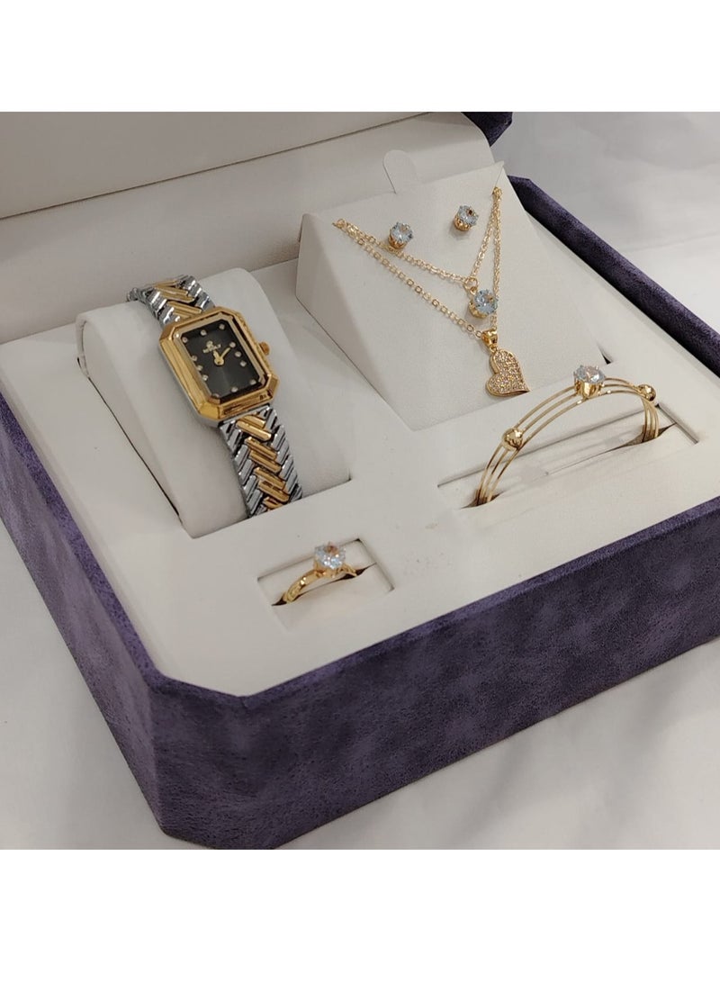 Generic Soft and elegant women's sets, zircon, steel watch 