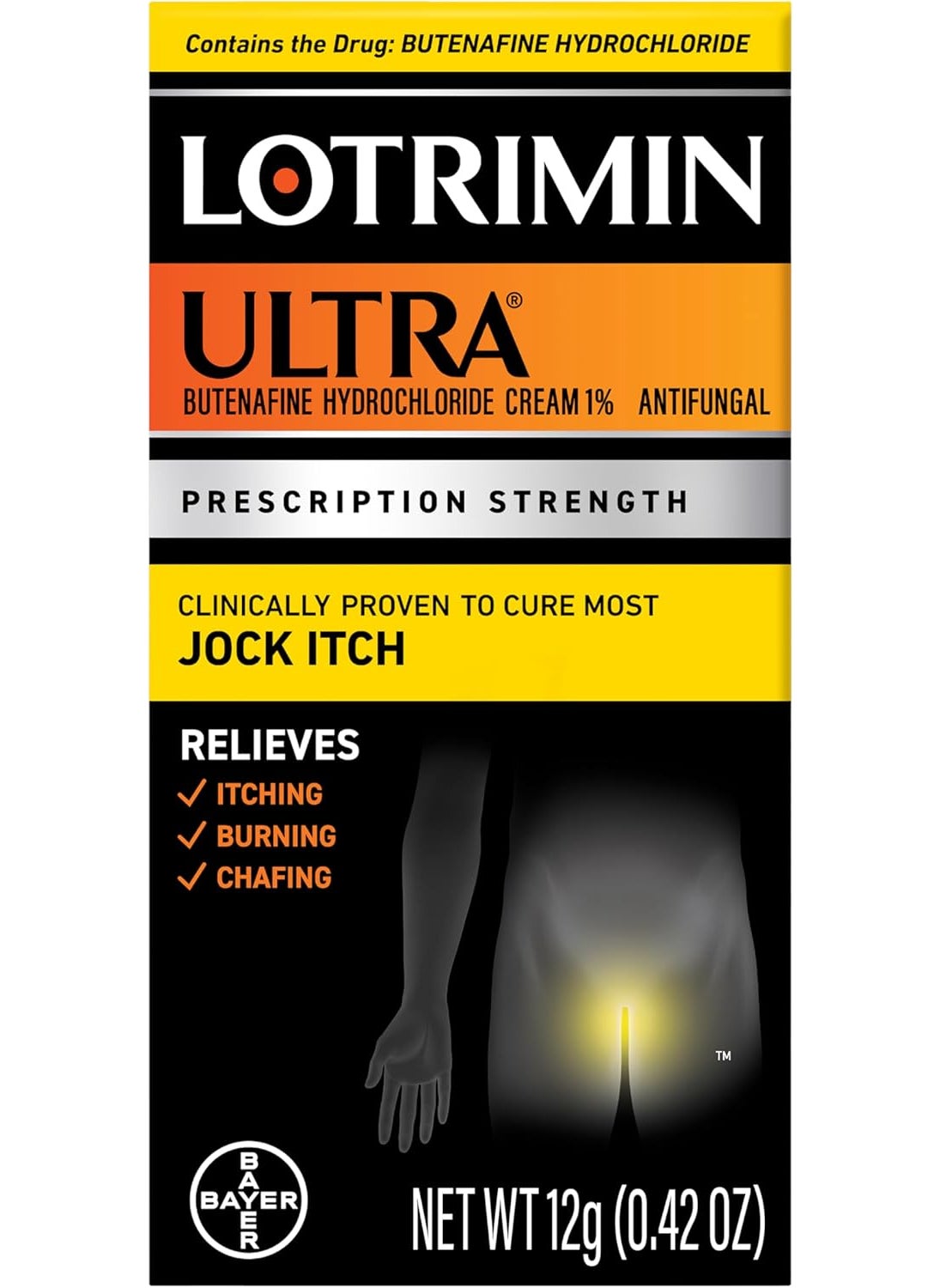 Lotrimin Lotrimin Ultra Antifungal Jock Itch Cream - Powerful Butenafine Hydrochloride Treatment for Jock Itch and Fungal Infections, 0.42 Ounce (12 Grams) (Packaging May Vary) 