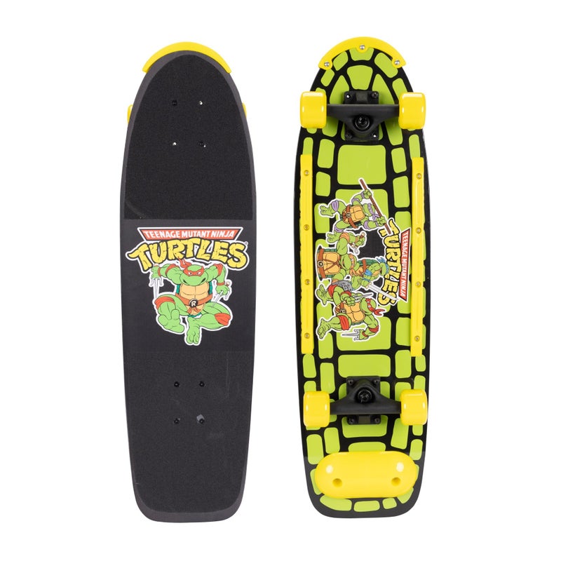 Teenage Mutant Ninja Turtles Kids Skateboard Shorty Cruiser Features Fun TMNT Vintage Graphics on Deck & Grip Tape! 60mm x 45mm Wheels, Carbon Steel ABEC 3 Speed Bearings - Image 1