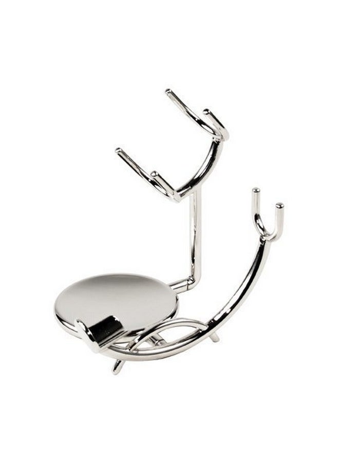 taconic shave Chrome Razor And Shaving Brush Stand - Holds Straight Edge Razors, Barber Razors, Long Handle Double Edge Safety Razors, Cartridge Razors & Shave Brush  - Image 1