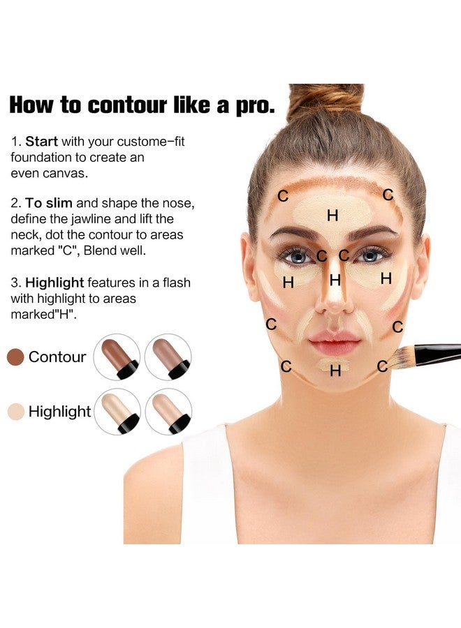 SUSIKEKI Contour Stick 2Pcs Dualended Highlighter Makeup Pen & Contouring Stick For Face Shaping Long Lasting Waterproof Cream Bronzer & Highlight Sticks Make Up Kit For All Skin Tones (01 + 02) - Image 5