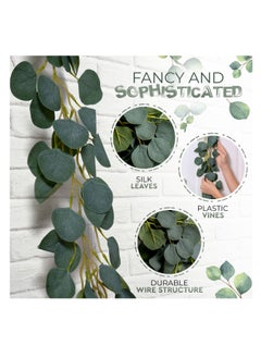 KASTWAVE Artificial Eucalyptus Garland, KASTWAVE 39.6Ft Faux Greenry Garland for Rustic Wedding Parties, Baby Shower, Bridal Shower, Background Decoration for Indoor and Outdoor Party, 6.6ft/Pcs (6 Pcs)  - Image 2