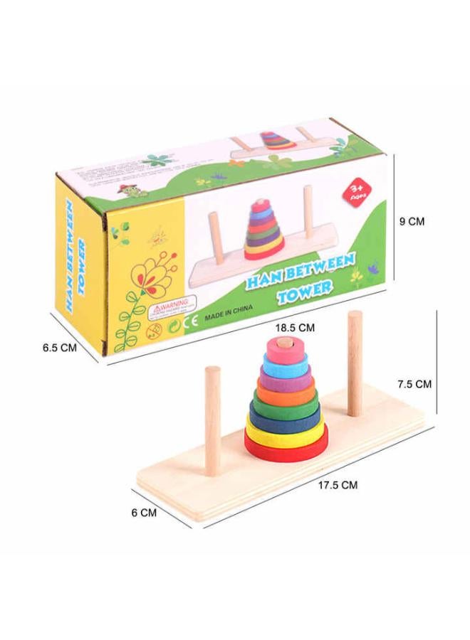 جوي آند ليرن لعبة التراص الخشبية بألوان قوس قزح من جوي آند ليرن - هيكل من خشب الزان - لعبة تعليمية للأطفال من سن 3 سنوات فما فوق - Image 3