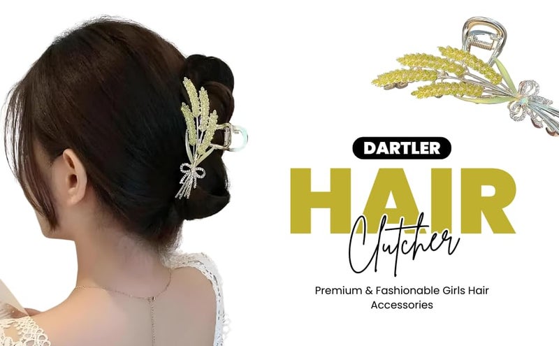 Dartler Hair Clutcher For Women | Stylish Hair Claws For Girls | Handmade Alloy Metal Clips | Fashionable Girls Hair Accessories | Suitable In Various Occasions (wheatstraw gold) Pack Of 1. - Image 2