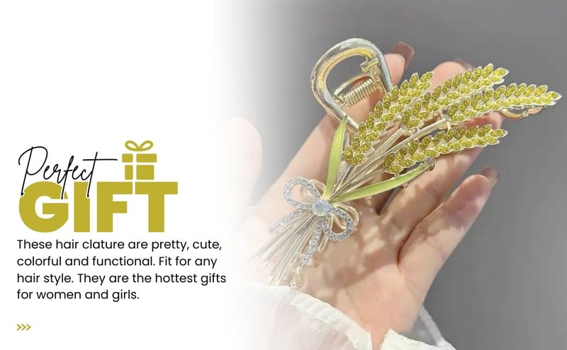 Dartler Hair Clutcher For Women | Stylish Hair Claws For Girls | Handmade Alloy Metal Clips | Fashionable Girls Hair Accessories | Suitable In Various Occasions (wheatstraw gold) Pack Of 1. - Image 4