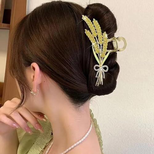 Dartler Hair Clutcher For Women | Stylish Hair Claws For Girls | Handmade Alloy Metal Clips | Fashionable Girls Hair Accessories | Suitable In Various Occasions (wheatstraw gold) Pack Of 1. - Image 1