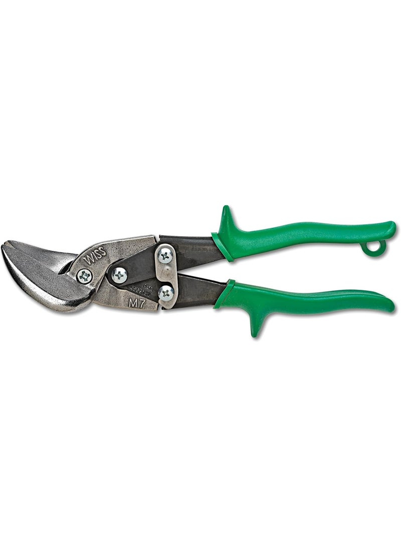Crescent Wiss MetalMaster Offset Straight & Right Cut Aviation Snips - Heavy-Duty Metal Cutter with Spring-Loaded Return - Premium Hand Tool - M7R - 9-1/4", Green - Image 1