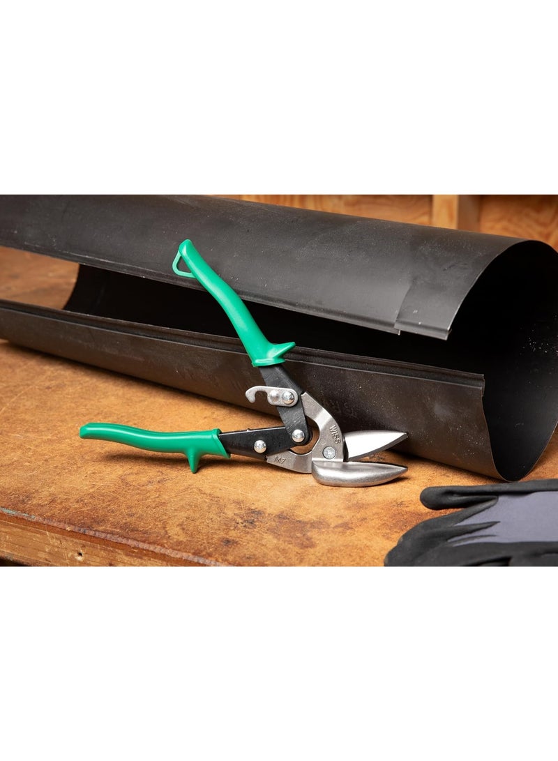 Crescent Wiss MetalMaster Offset Straight & Right Cut Aviation Snips - Heavy-Duty Metal Cutter with Spring-Loaded Return - Premium Hand Tool - M7R - 9-1/4", Green - Image 4