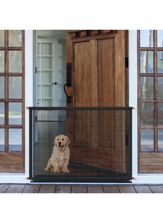 LWFCOEE Mesh Gates for Kids or Pets, Magic Pet Gate for The House, Portable Baby Puppy Safety Fence Guard for Stairs and Doorways, Easy Install Anywhere, 43" W x 30" H, 8 Hooks - Image 1