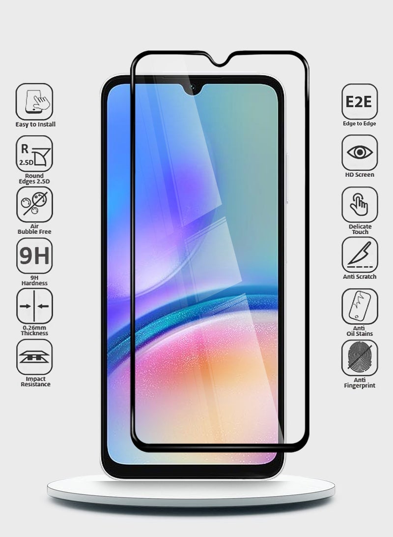 دبليو تيك سامسونج جالاكسي A05s / A05 4G 2023 بريميوم E2E واقي شاشة زجاجي مقوى بغطاء كامل الغراء (MSGECN) - شفاف / أسود - Image 2