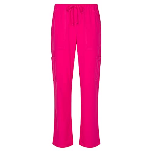 Natural Uniforms Women's Cool Stretch V-Neck Top and Cargo Pant Set (Hot Pink, Large) - Image 4