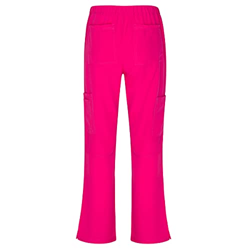 Natural Uniforms Women's Cool Stretch V-Neck Top and Cargo Pant Set (Hot Pink, Large) - Image 5