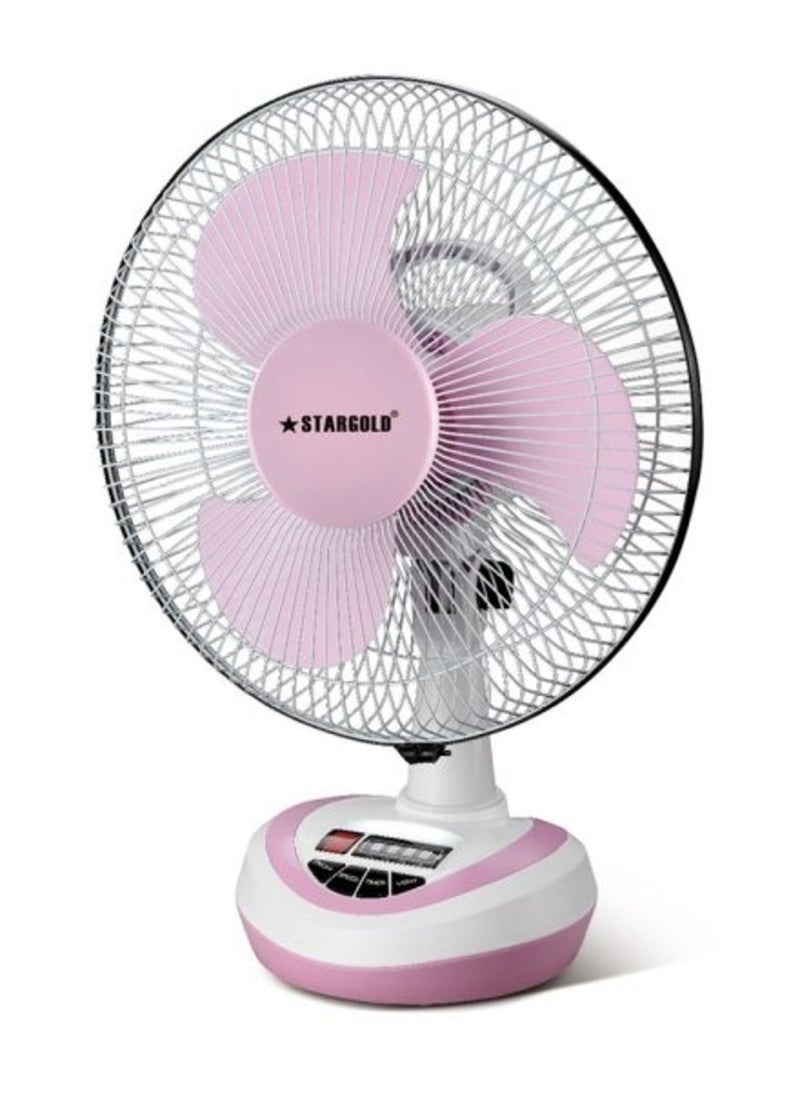 Stargold 12-Inch Rechargeable Table Fan 22W Power 3 Speed Modes 90° Oscillation, LED Night Light and 12 Hour Working Time  - Image 1