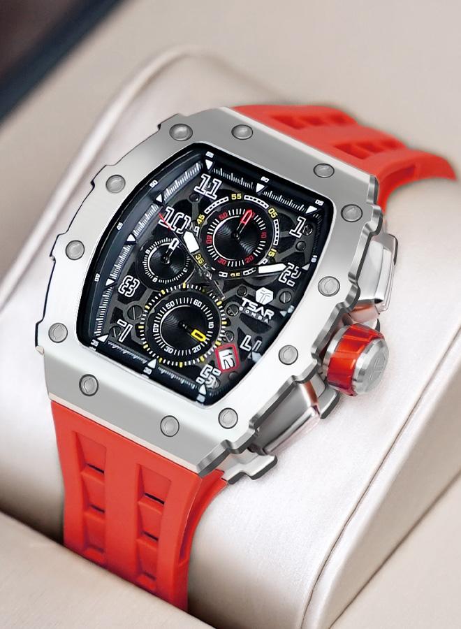 TSAR BOMBA Elemental Series 43mm Chronograph Men's Watch with Red Silicone Strap - Image 3