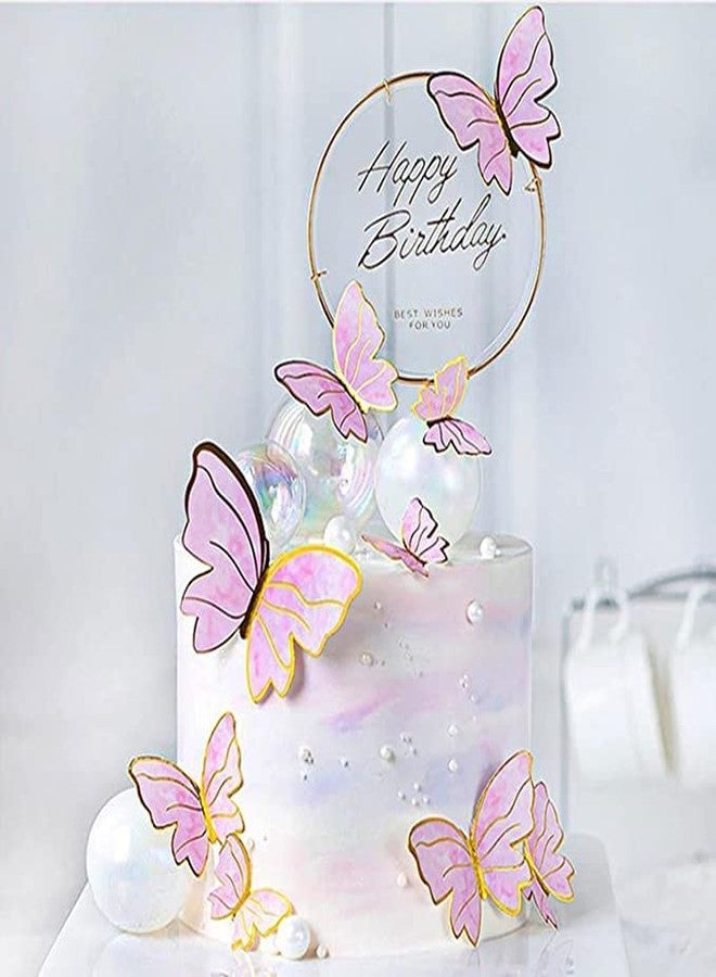 Selibration Cardboard Bronzing Butterfly Cake Topper (Pink) For Butterfly Party Ornaments, Wedding Party Baking Cake Topper, Kids Birthday Baby Shower Event And Party Supplies (Set Of 10pcs) - Image 3