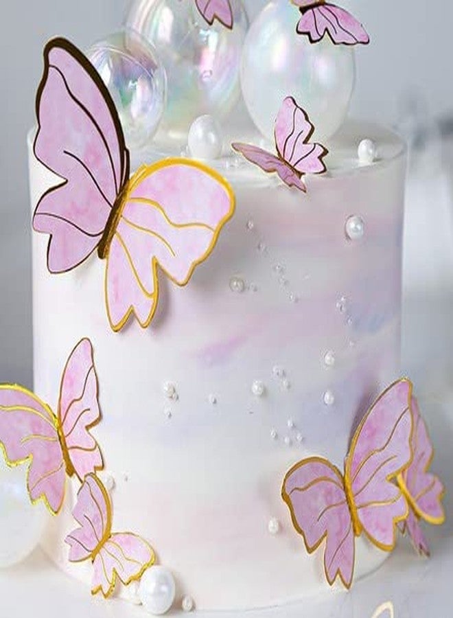 Selibration Cardboard Bronzing Butterfly Cake Topper (Pink) For Butterfly Party Ornaments, Wedding Party Baking Cake Topper, Kids Birthday Baby Shower Event And Party Supplies (Set Of 10pcs) - Image 4